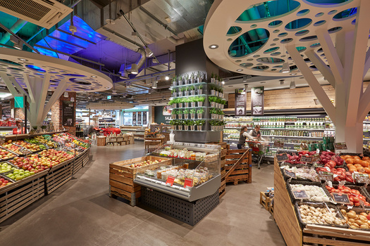 Beispielbild Frische-Abteilung Obst und Gemüse, POS Supermarkt, Frische, Sortiment, LEH, Lebensmittelhandel